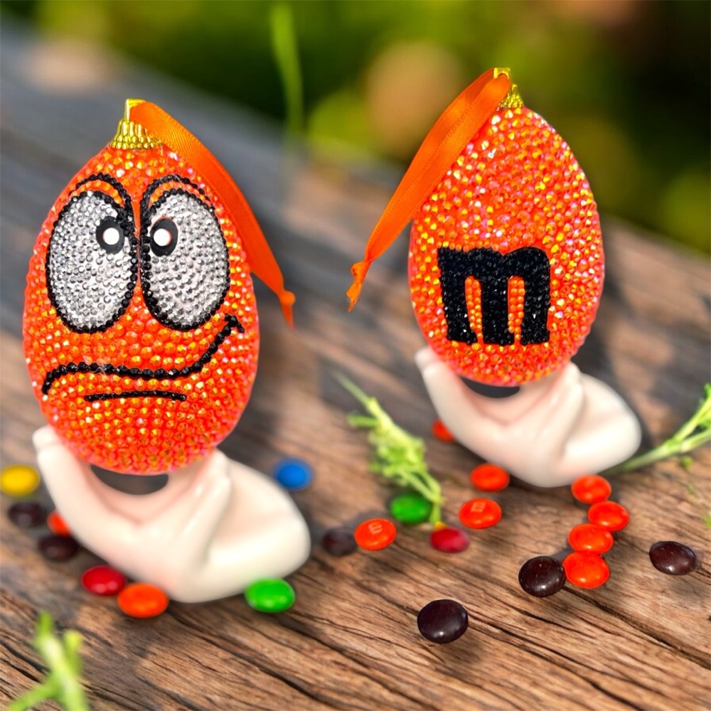 Easter Egg, M&M's Orange Egg, Rhinestone, Easter Decoration, Vase Filler, Spring